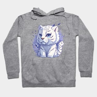 cute white tiger cat sticker Hoodie